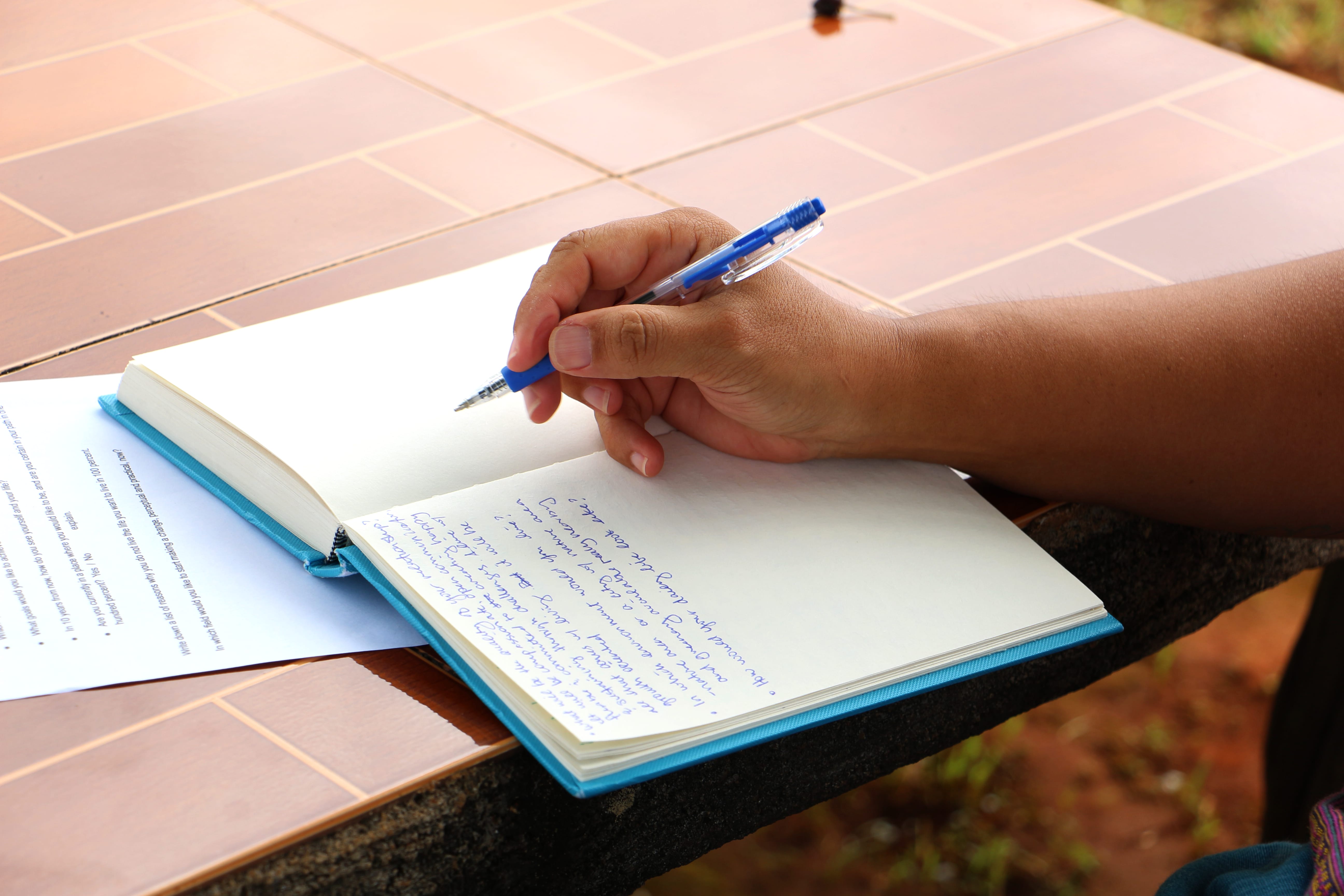 An open notebook and pen